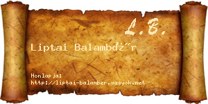 Liptai Balambér névjegykártya